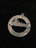 Freeport Map Outline on Circle Sterling Silver Charm Pendant