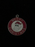 Merry Christmas Santa Claus Sterling Silver Charm Pendant