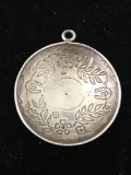 Etched Bowl with Leaves and Horseshoes Sterling Silver Charm Pendant