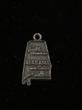 Alabama State Map Sterling Silver Charm Pendant