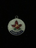 Niagara Falls Canada with Maple Leaf Sterling Silver Charm Pendant