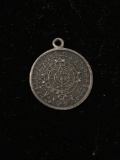 Aztec Sun Symbol Sterling Silver Charm Pendant