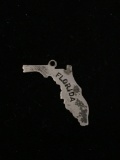 Outline of the State of Florida Sterling Silver Charm Pendant