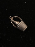 Bottle of Champagne in Ice Bucket Sterling Silver Charm Pendant