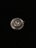 Tea Cup and Saucer Sterling Silver Charm Pendant