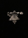 Old Fashioned Telephone Sterling Silver Charm Pendant