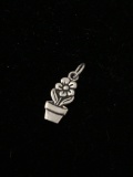 Flower in Pot Sterling Silver Charm Pendant