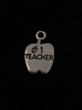 #1 Teacher Apple Sterling Silver Charm Pendant