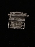 Typewriter with Moving Top Part Sterling Silver Charm Pendant