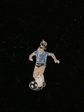 Male Soccer Player Sterling Silver Charm Pendant