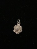 Rose Flower Sterling Silver Charm Pendant
