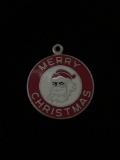 Merry Christmas Santa Claus Sterling Silver Charm Pendant