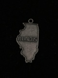 Illinois State Outline Sterling Silver Charm Pendant