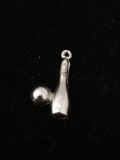 Bowling Ball and Pin Sterling Silver Charm Pendant