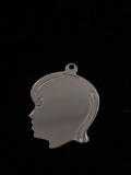 Girl Silhouette Sterling Silver Charm Pendant