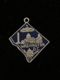 Washington DC Map Sterling Silver Charm Pendant