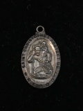 Saint Christopher Protect Us Sterling Silver Charm Pendant