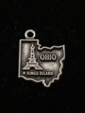 Ohio State Map Outline Sterling Silver Charm Pendant