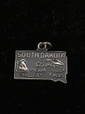 South Dakota State Map Outline Sterling Silver Charm Pendant