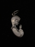 Praying Woman Sterling Silver Charm Pendant