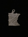Minnesota State Map Sterling Silver Charm Pendant