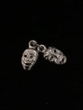 Comedy and Tragedy Masks Sterling Silver Charm Pendant