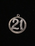#21 in Circle Sterling Silver Charm Pendant
