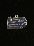 Pennsylvania State map Sterling Silver Charm Pendant