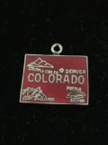 Colorado State Map Sterling Silver Charm Pendant
