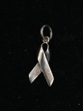 Cancer Ribbon Sterling Silver Charm Pendant