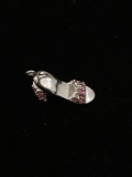 Gemstone High Heel Shoe Sterling Silver Charm Pendant
