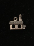 3D Church House Sterling Silver Charm Pendant
