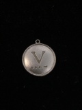 V Initial Sterling Silver Charm Pendant
