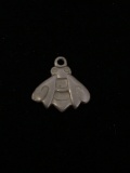 Thick Carved Bee Sterling Silver Charm Pendant