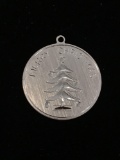 Merry Christmas Tree Sterling Silver Charm Pendant