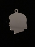 Young Lady Outline Sterling Silver Charm Pendant