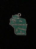 Enameled Wisconsin State Outline Sterling Silver Charm Pendant