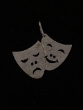 Theatre Masks Sterling Silver Charm Pendant