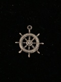 Petite Ships Wheel Sterling Silver Charm Pendant