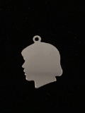Young Lady Outline Sterling Silver Charm Pendant