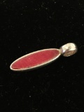 Old Pawn Red Coral Sterling Silver Charm Pendant