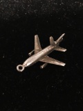 Commercial Airplane Sterling Silver Charm Pendant