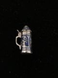 Enameled Beer Stein Sterling Silver Charm Pendant