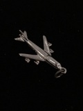Jet Airplane Sterling Silver Charm Pendant
