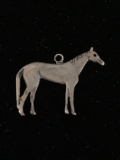 Large 2D Horse Sterling Silver Charm Pendant