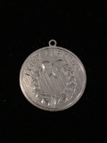 Merry Christmas Wreath Sterling Silver Charm Pendant