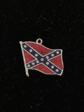 Confederate Rebel Flag Sterling Silver Charm Pendant