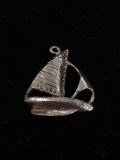 3D Sailboat Sterling Silver Charm Pendant