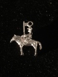 Soldier Carrying Flag Sterling Silver Charm Pendant