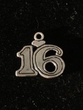 16th Birthday Sterling Silver Charm Pendant